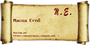 Macsa Ernő névjegykártya